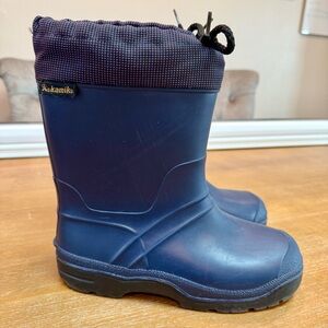 Kamik Youth Snobuster Boot‎ Rubber Insulated Draw String Waterproof Navy Sz 5